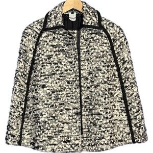 Lida Baday Womens Tweed Wool Blend Zip Shrug Shawl Poncho Sz 6